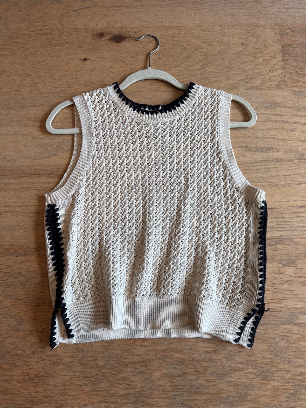 Varley Delaney Knit Vest in cream and white S